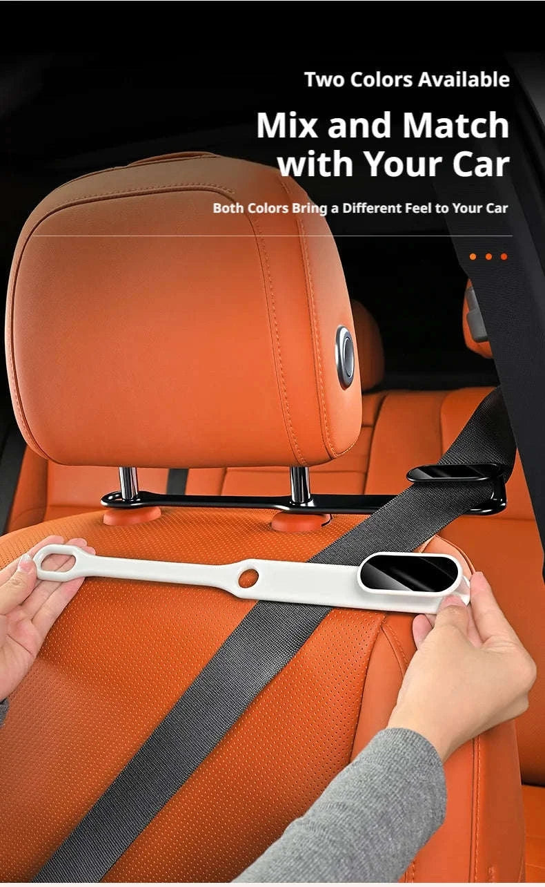 Car Seat Belt Holder Headrest Seat Belt Fastener-White 2pcs