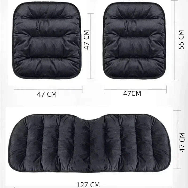 Car Seat Cushion Seat Cover Full Set for Winter Comfort-3PCS Grey
