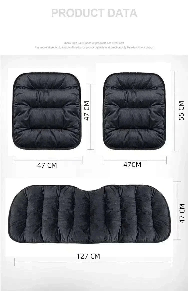Car Seat Cushion Seat Cover Full Set for Winter Comfort-3PCS Grey