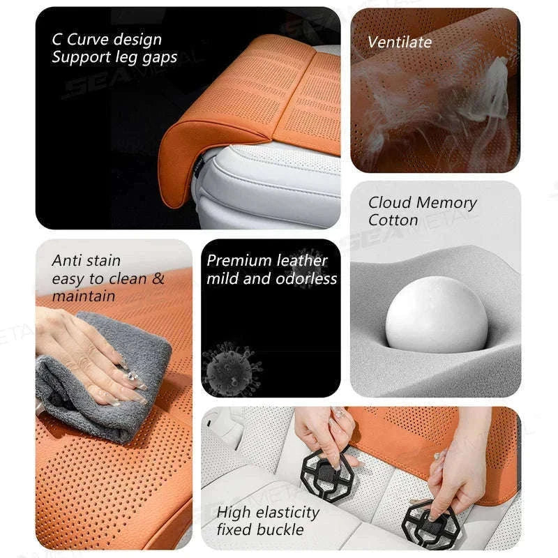 Car Seat Cushion with Leg Support-Beige