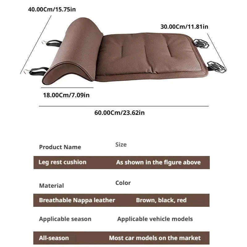 Car Seat Cushion with Leg Support, Breathable Seat Extender, Anti-Slip Seat Protection Cover-Red 1pc