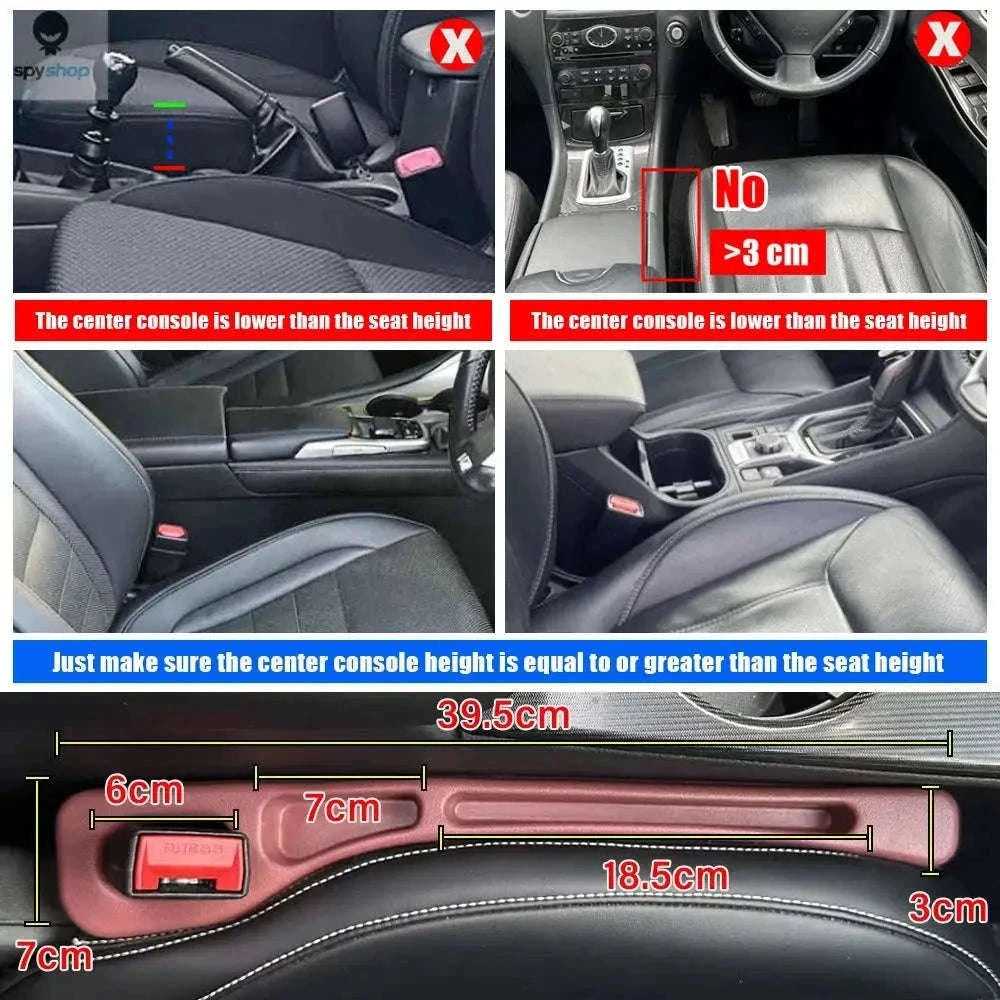 Car Seat Gap Filler with Leakproof Organizer Storage-2PCS Red