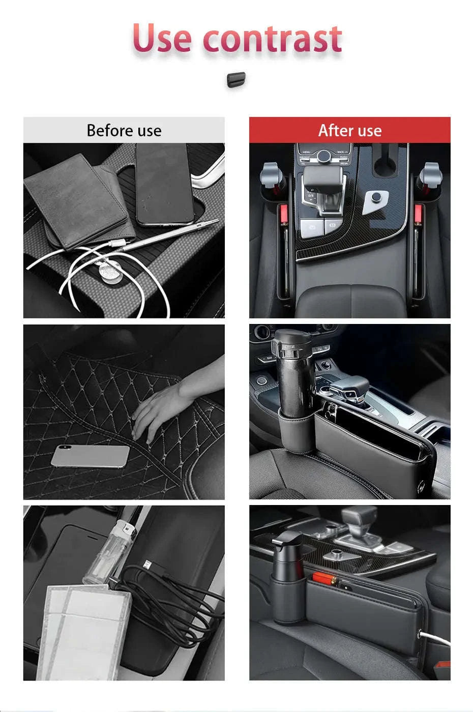 Car Seat Gap Organizer with Cup Holder-for Main seat