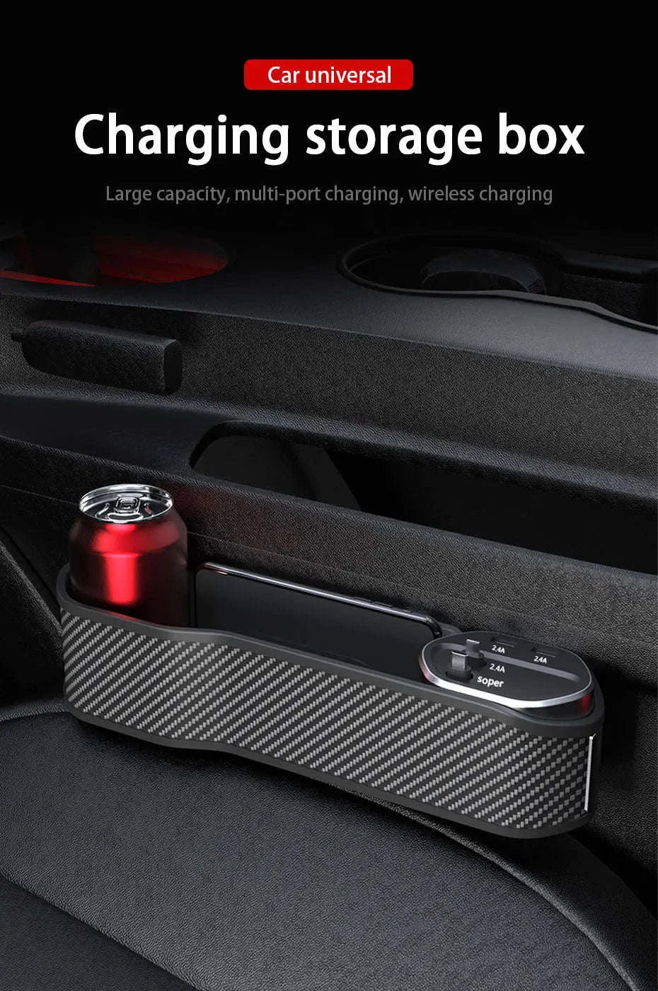 Car Seat Gap Organizer with Wireless Charging and Storage Box-Ordinary Type