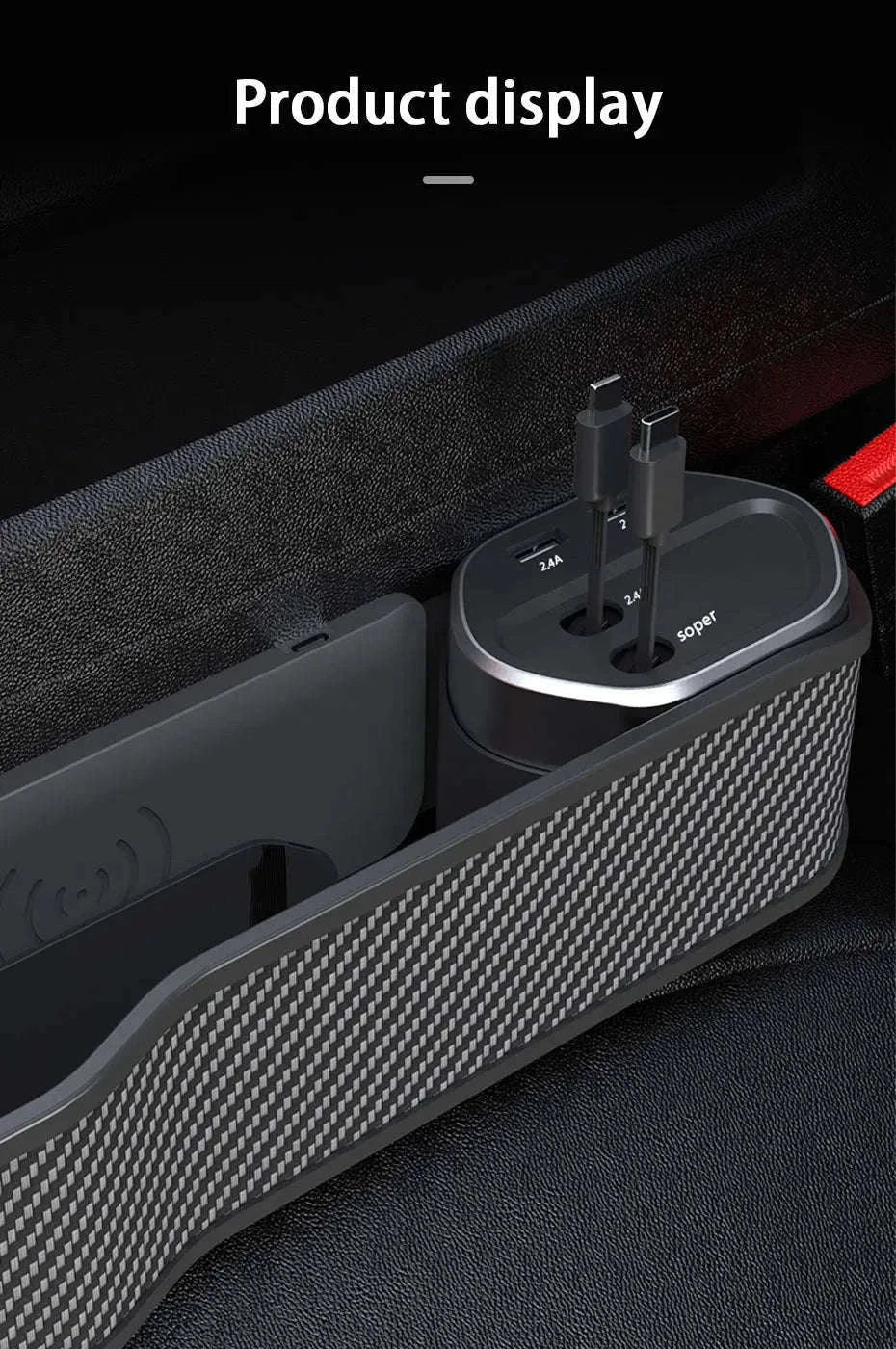 Car Seat Gap Organizer with Wireless Charging and Storage Box-Ordinary Type