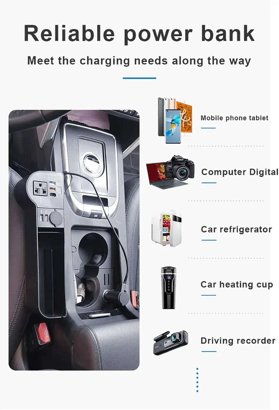Car Seat Gap Storage Box with Power Adapter-1PC