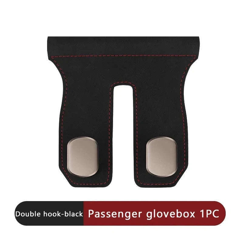 Car Seat Hook Hanger for Bag, 15kg Capacity, Suede and Alloy-Dual hooks-black
