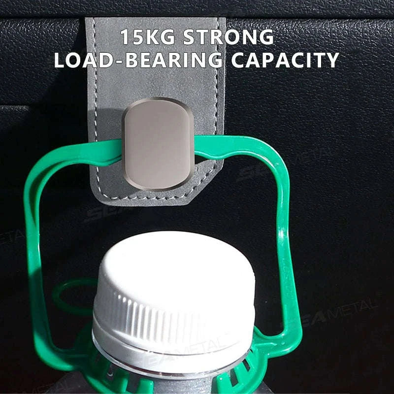 Car Seat Hook Hanger for Bag, 15kg Capacity, Suede and Alloy-Dual hooks-black