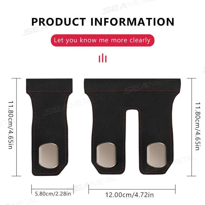 Car Seat Hook Hanger for Bag, 15kg Capacity, Suede and Alloy-Dual hooks-black