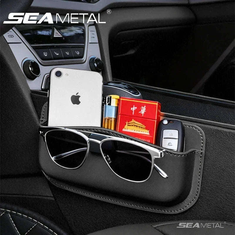 Car Seat Side Organizer with Glasses Storage-Pu leather