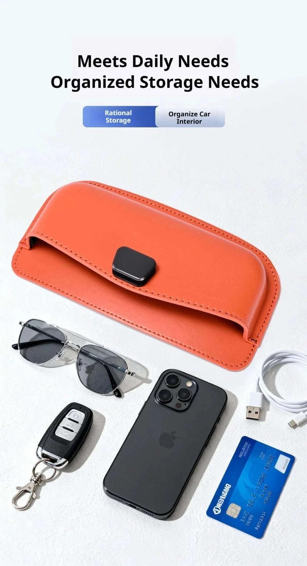 Car Seat Side Organizer with Glasses Storage-Pu leather