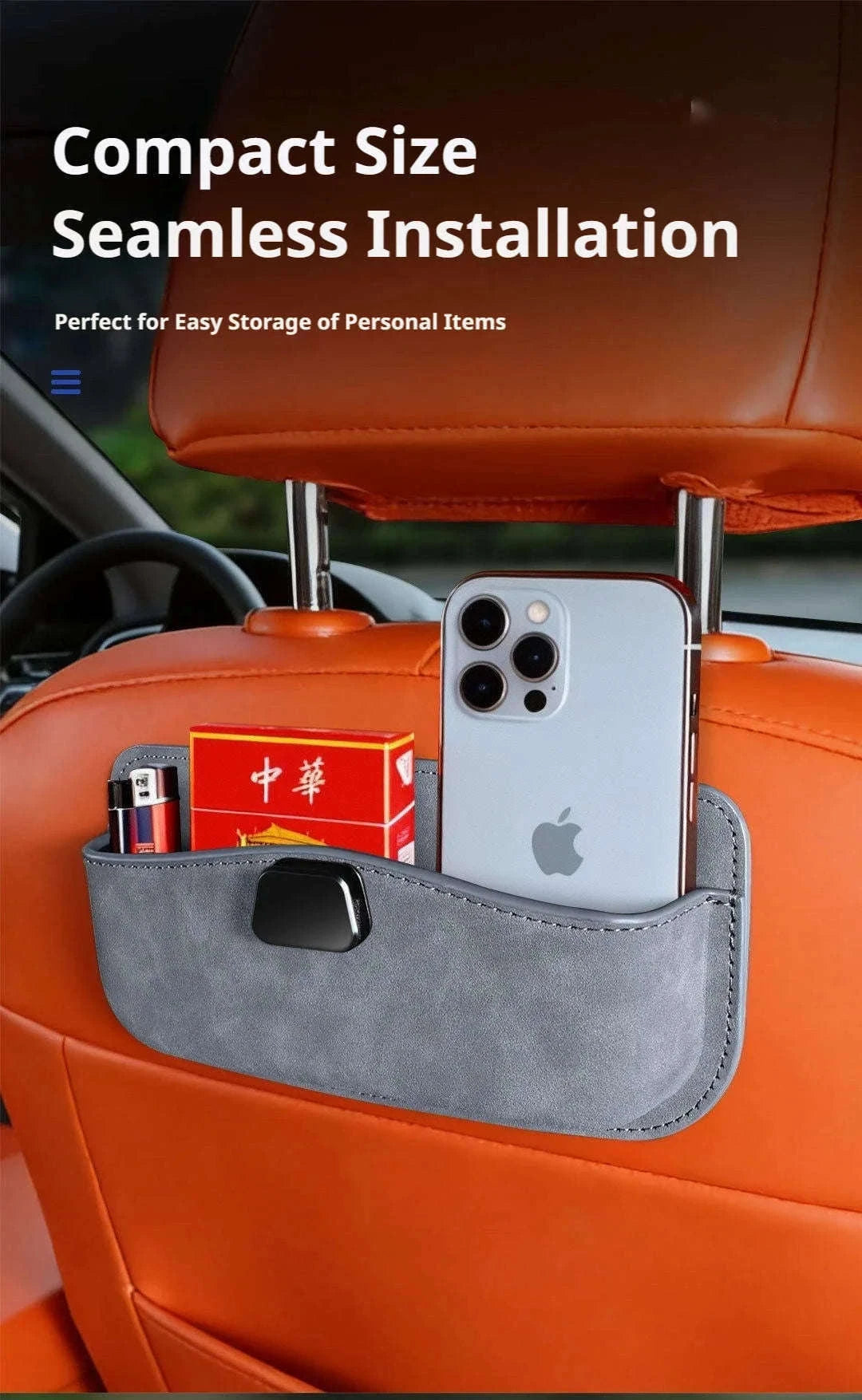 Car Seat Side Organizer with Glasses Storage-Pu leather