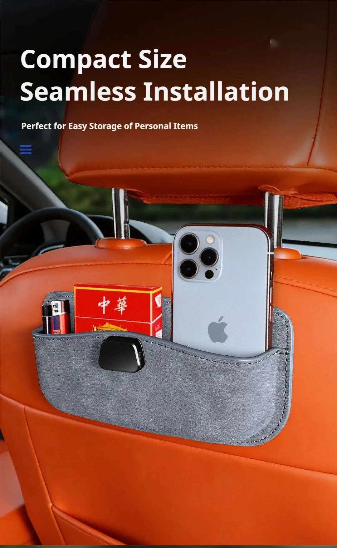 Car Seat Side Organizer with Glasses Storage-Pu leather