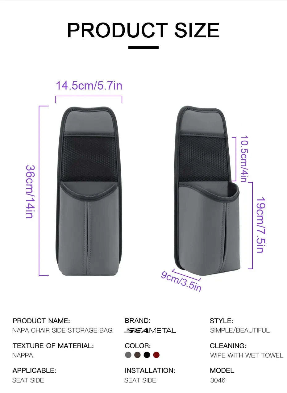 Car Seat Side Storage Bag with Tissue Holder-GRAY