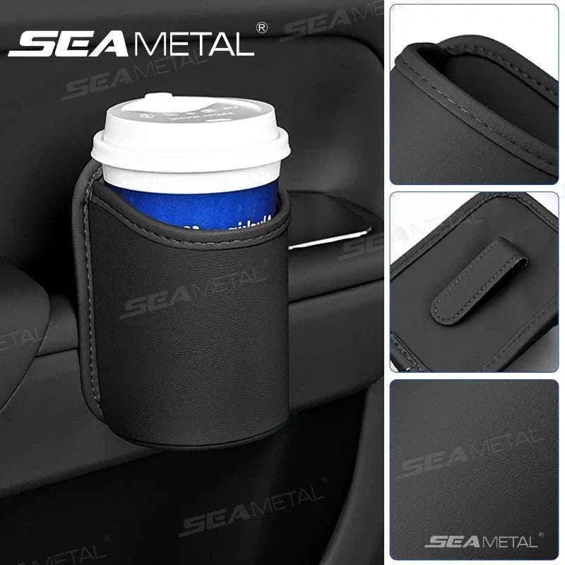 Car Side Door Cup Holder Wear-Resistant Waterproof PU Leather Drink Rack-Wine