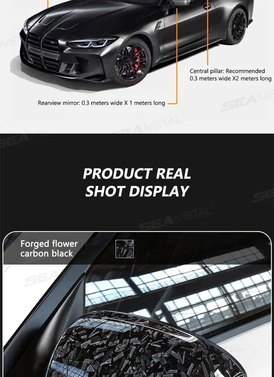 Car Side Mirror Protective Film Anti-Scratch Vinyl Sticker-Black 30x100cm