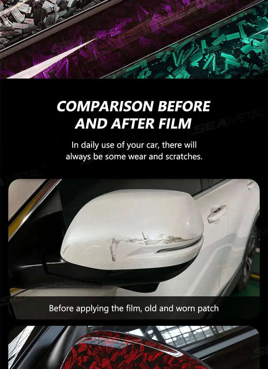 Car Side Mirror Protective Film Anti-Scratch Vinyl Sticker-Black 30x100cm