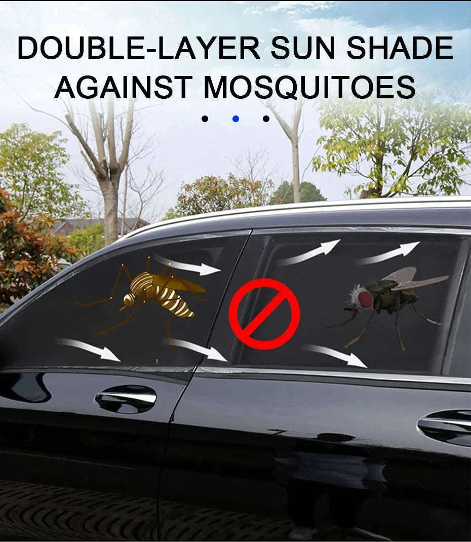 Car Side Window Sun Shade Mesh with Zipper-2pcs front window