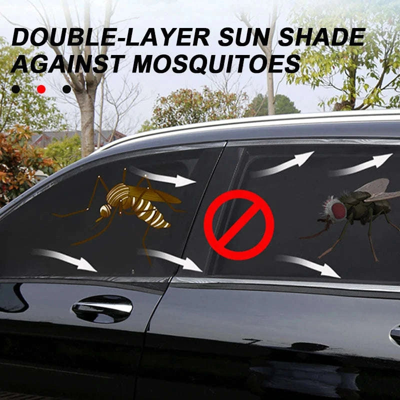 Car Side Window Sun Shade Mesh with Zipper-2pcs front window