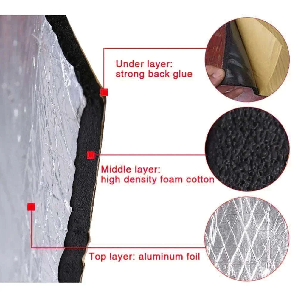 Car Sound Deadener and Thermal Insulation Mat 50x200cm 5/10mm-2000x500x5mm