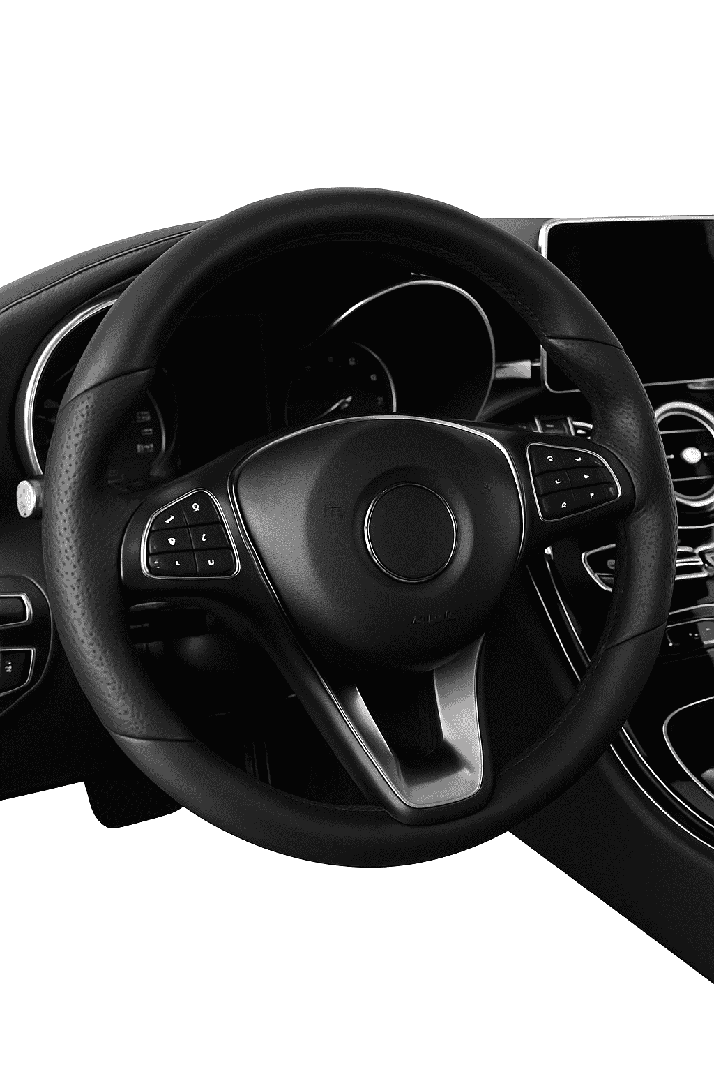 Car Steering Wheel Cover Anti-Slip PU Leather Universal 37-39cm-Black Blue