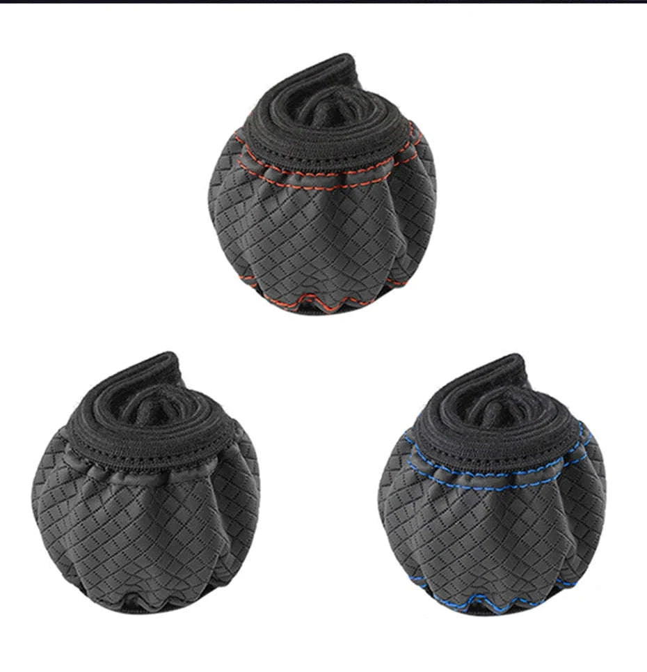 Car Steering Wheel Cover Anti-Slip PU Leather Universal 37-39cm-Black Blue
