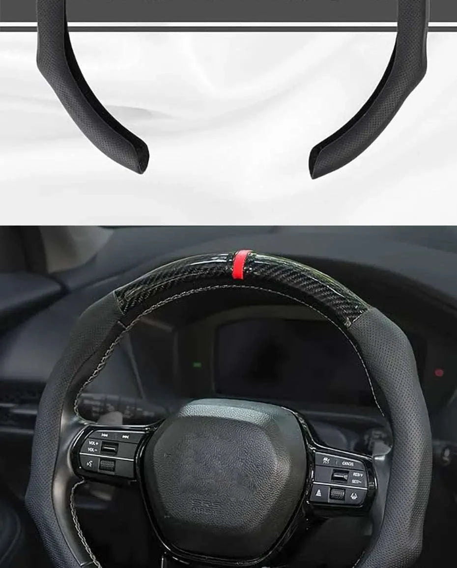 Car Steering Wheel Cover Nappa Leather Snap-On with Centering Marker-Black 1PC