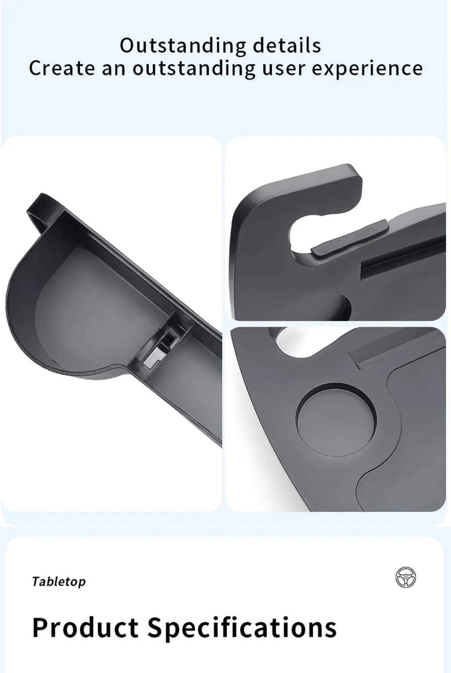 Car Steering Wheel Desk with Cup Holder-Black 1PC