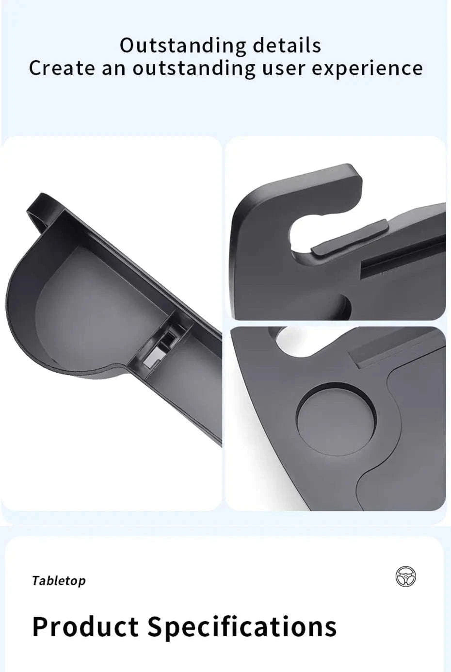 Car Steering Wheel Desk with Cup Holder-Black 1PC