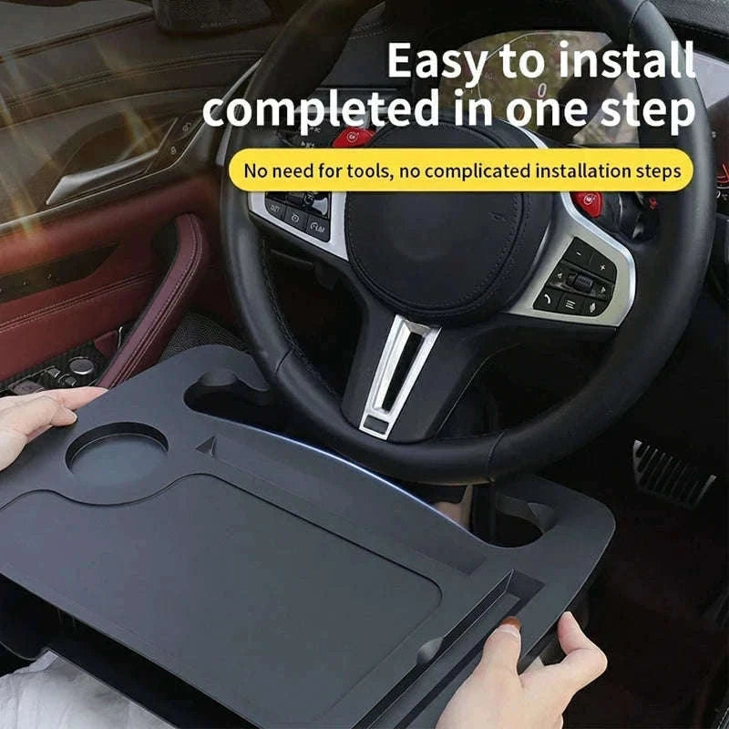 Car Steering Wheel Desk with Cup Holder-Black 1PC
