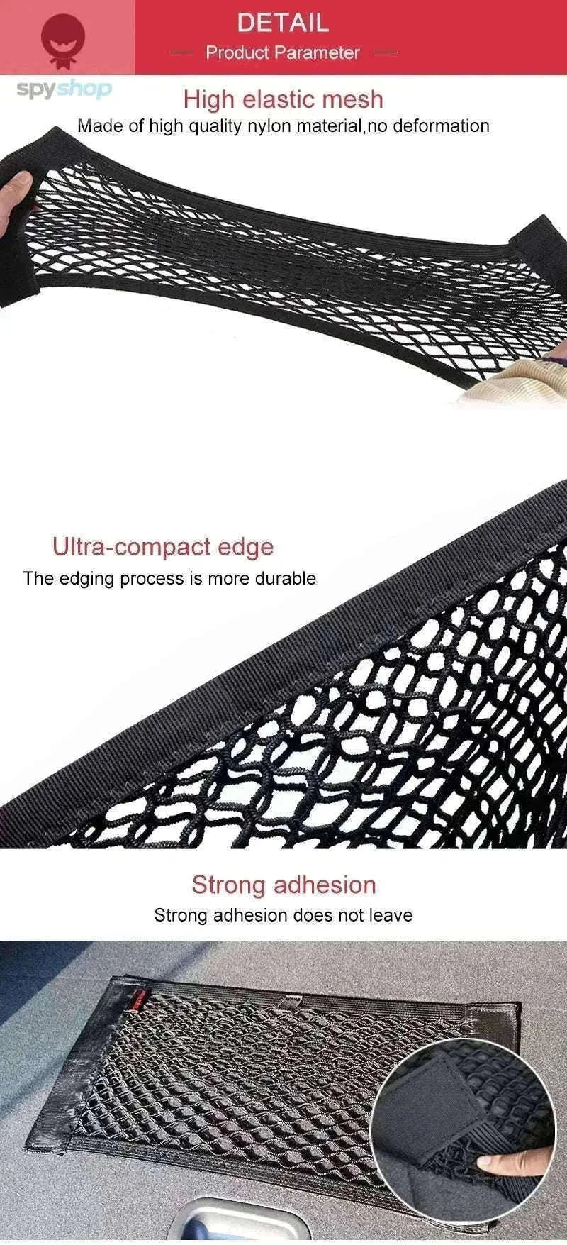 Car Storage Net Pocket Organizer for Tidy Vehicle Interiors-80 x 25cm