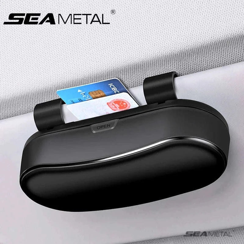 Car Sun Visor Glasses Case Anti-Scratch Sunglasses Storage Box-Gray