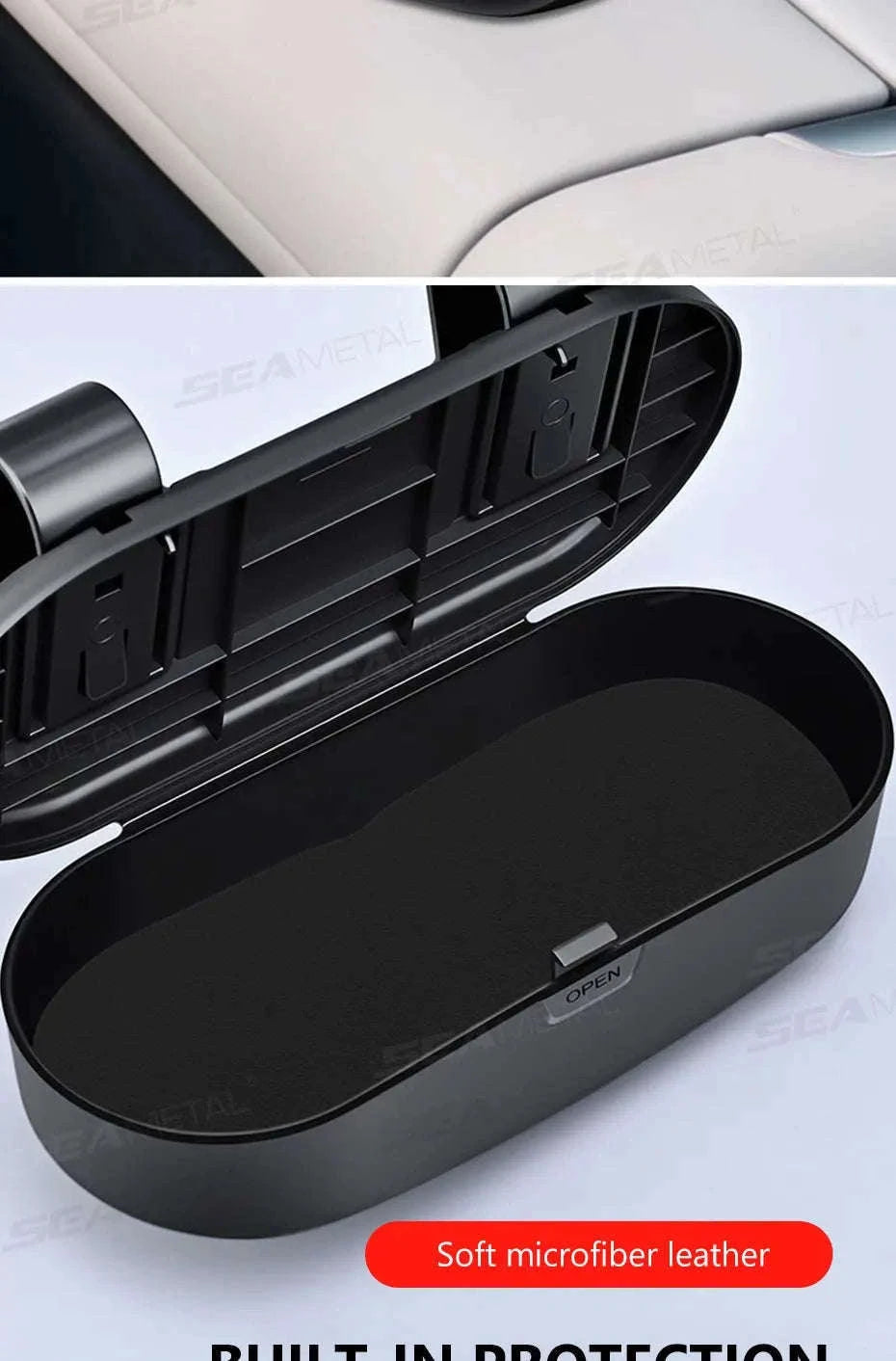 Car Sun Visor Glasses Case Anti-Scratch Sunglasses Storage Box-Gray