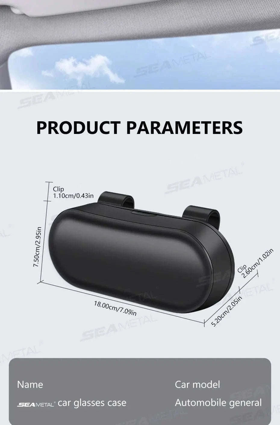 Car Sun Visor Glasses Case Anti-Scratch Sunglasses Storage Box-Gray