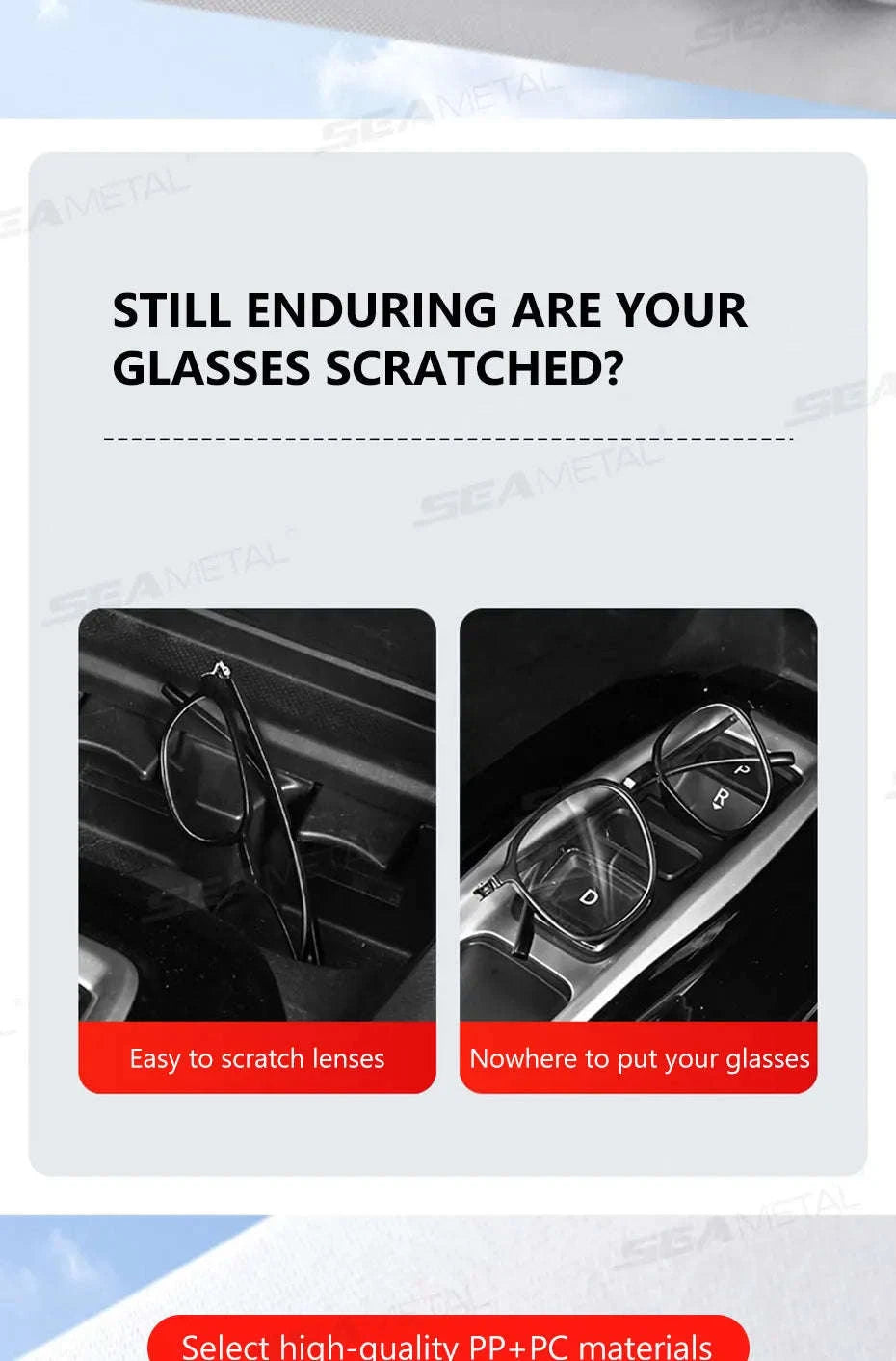 Car Sun Visor Glasses Case Anti-Scratch Sunglasses Storage Box-Gray