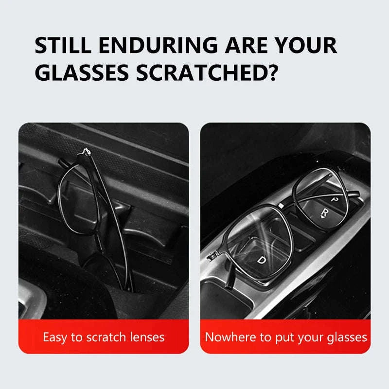 Car Sun Visor Glasses Case Anti-Scratch Sunglasses Storage Box-Gray