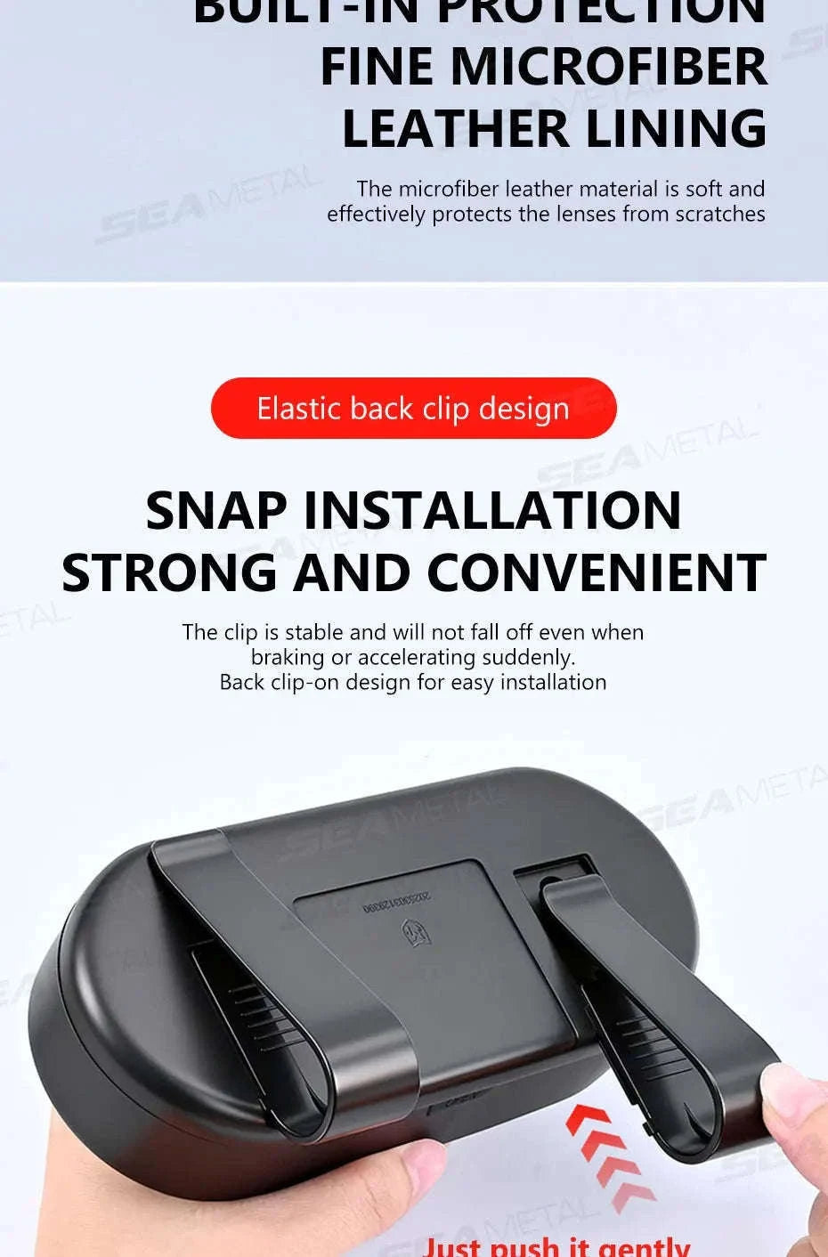 Car Sun Visor Glasses Case Anti-Scratch Sunglasses Storage Box-Gray