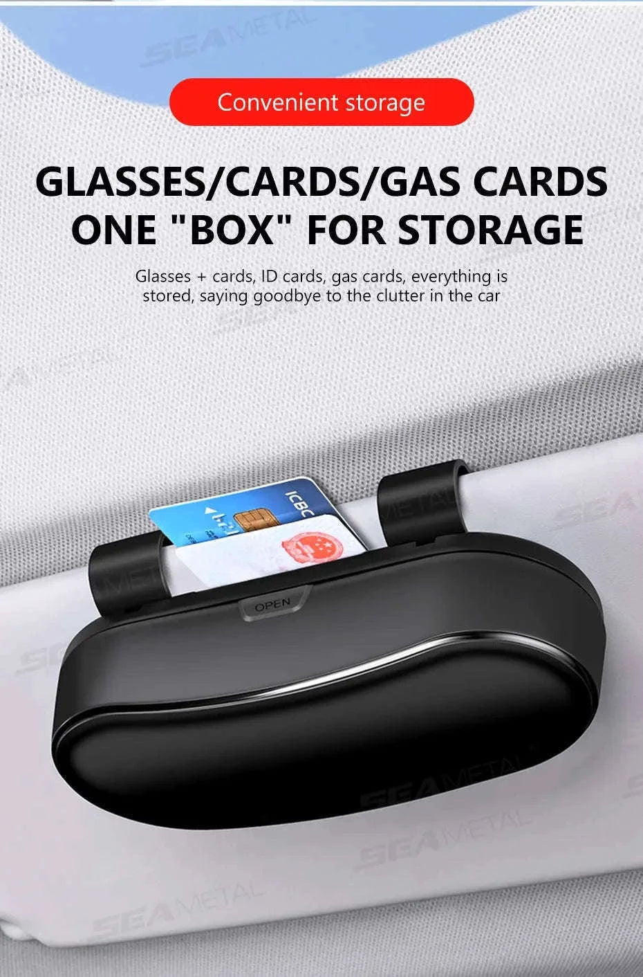 Car Sun Visor Glasses Case Anti-Scratch Sunglasses Storage Box-Gray