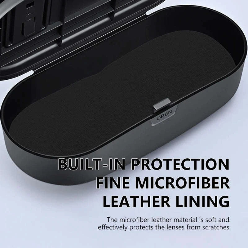 Car Sun Visor Glasses Case Anti-Scratch Sunglasses Storage Box-Gray