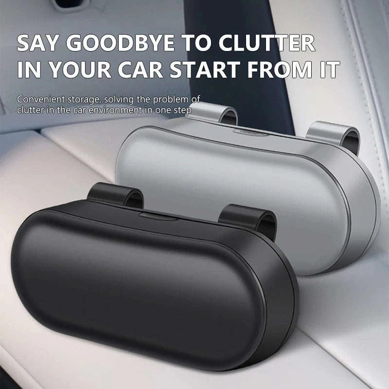 Car Sun Visor Glasses Case Anti-Scratch Sunglasses Storage Box-Gray