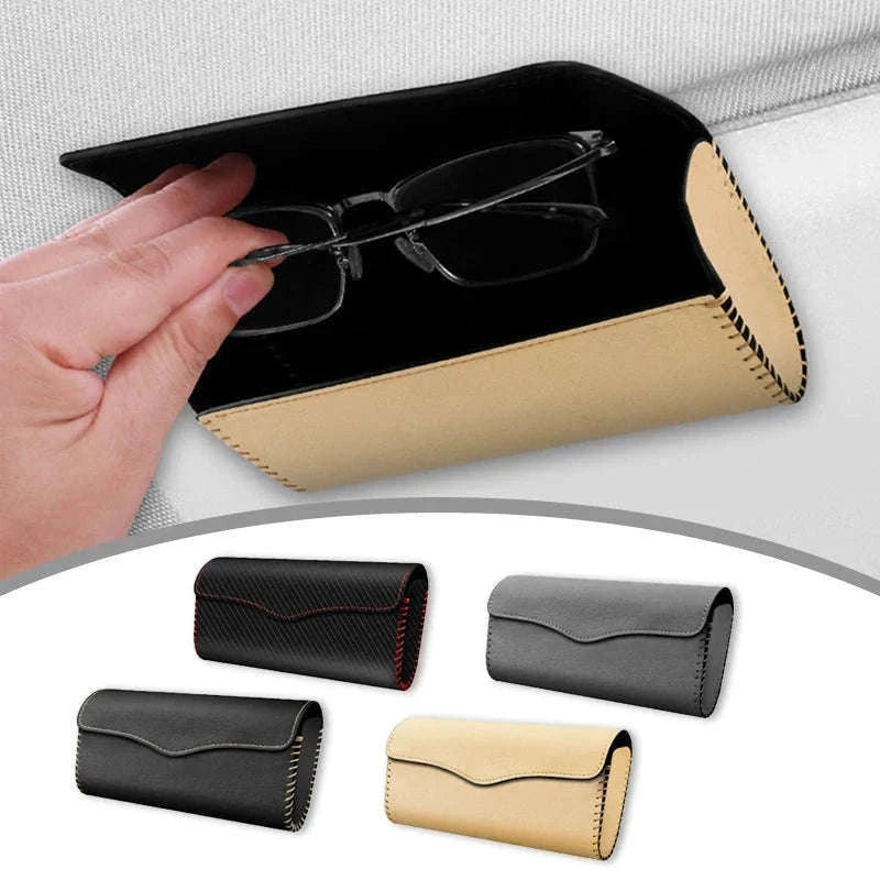 Car Sun Visor Glasses Case-Carbon fiber black