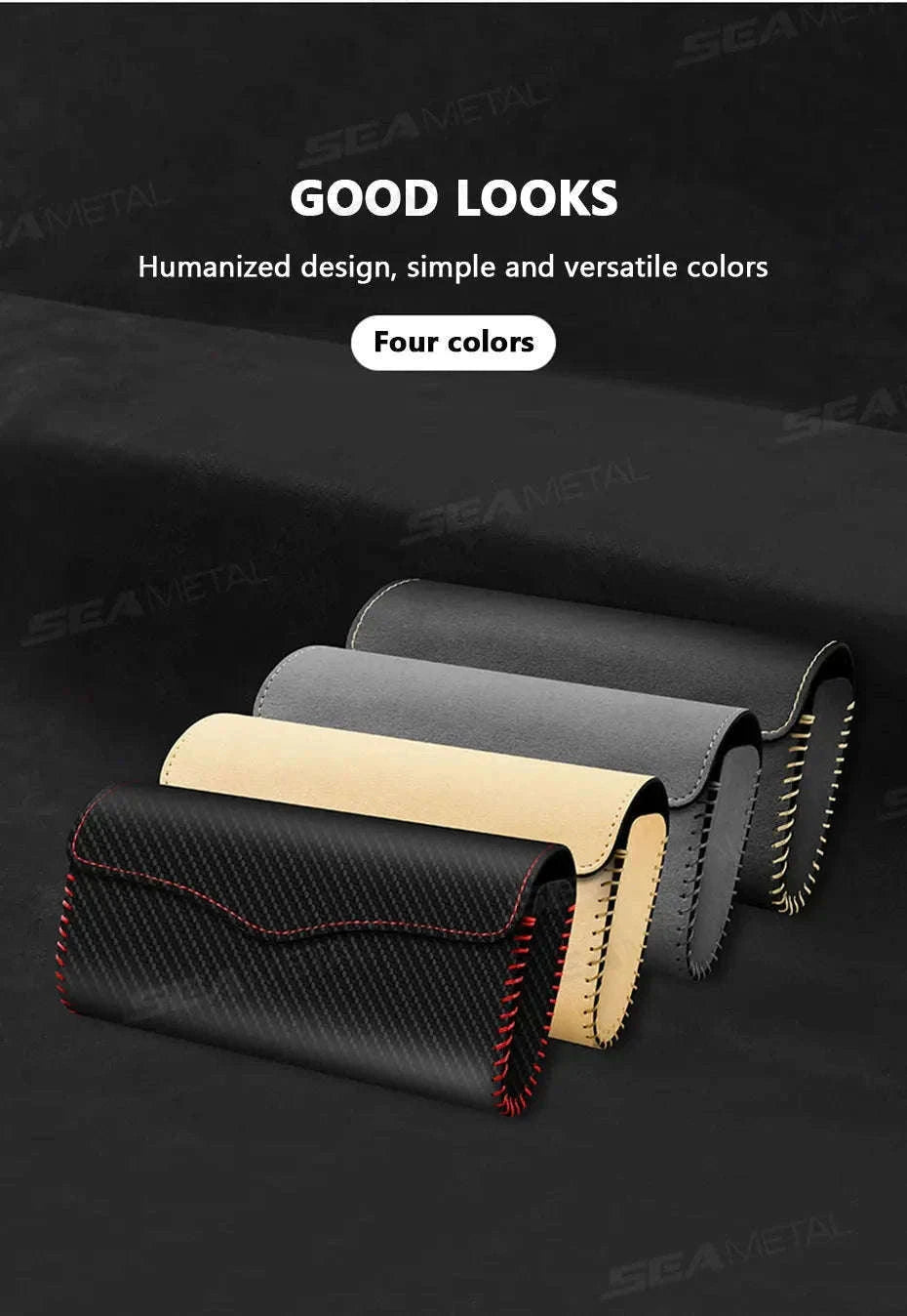 Car Sun Visor Glasses Case-Carbon fiber black