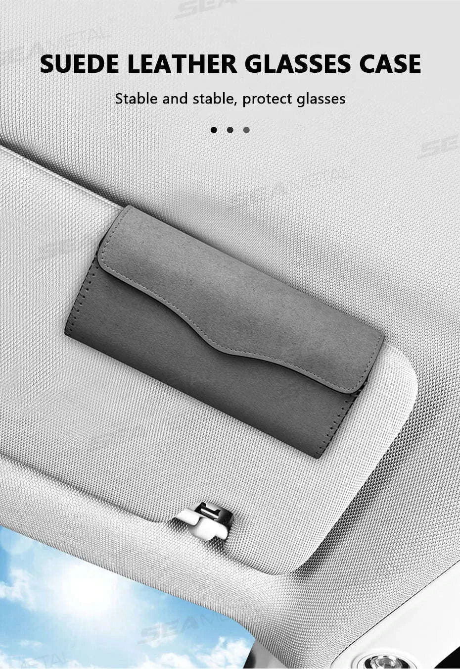 Car Sun Visor Glasses Case-Carbon fiber black