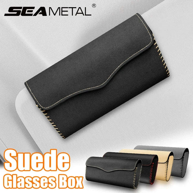 Car Sun Visor Glasses Case-Carbon fiber black