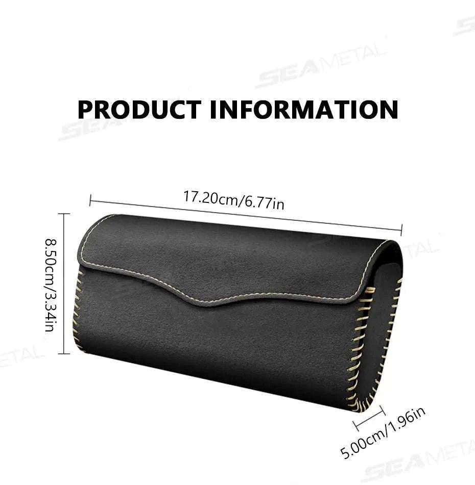 Car Sun Visor Glasses Case-Carbon fiber black