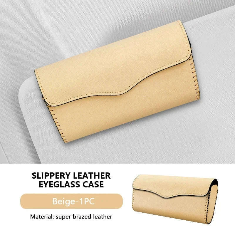 Car Sun Visor Glasses Case-Carbon fiber black