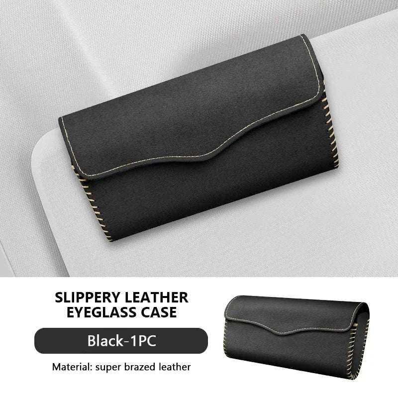 Car Sun Visor Glasses Case-Carbon fiber black