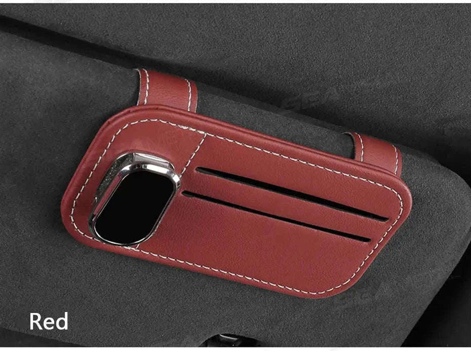 Car Sun Visor Glasses Clip with Card Holder-Gray
