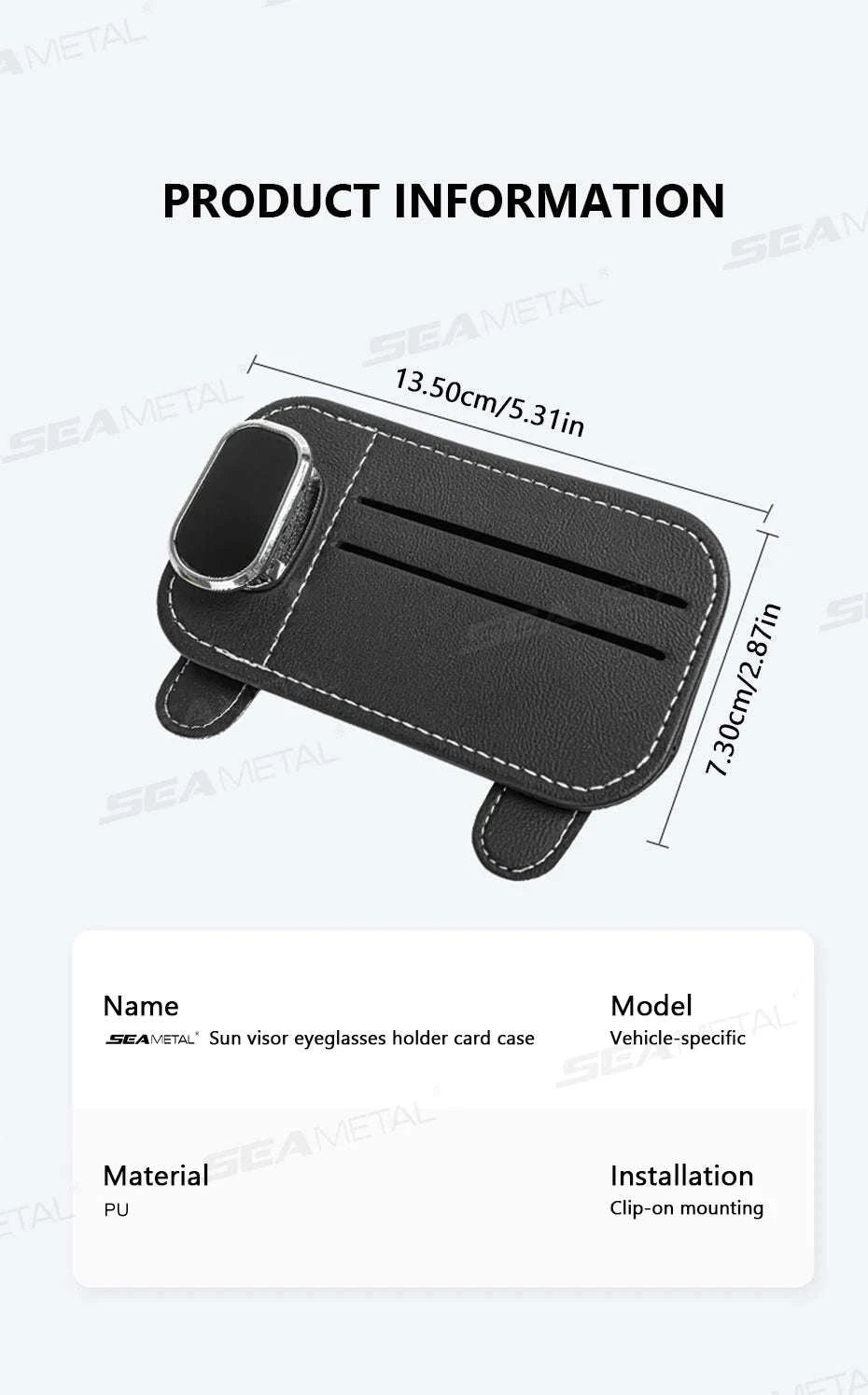 Car Sun Visor Glasses Clip with Card Holder-Gray