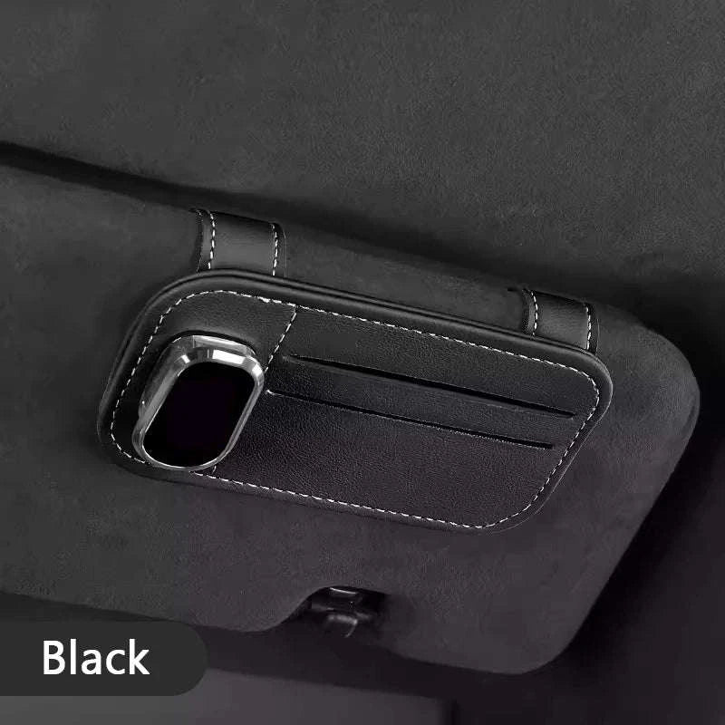 Car Sun Visor Glasses Clip with Card Holder-Gray
